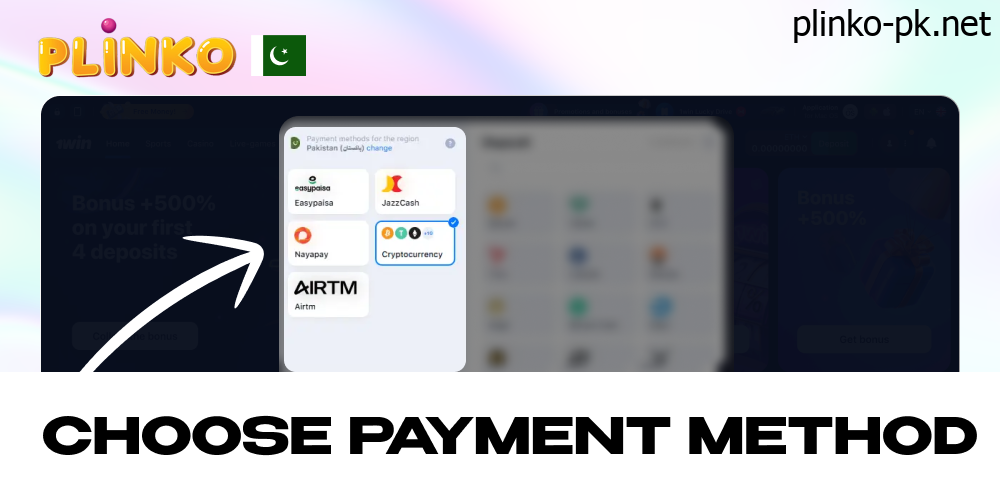 Choose a payment method, JazzCash or Crypto in your casino